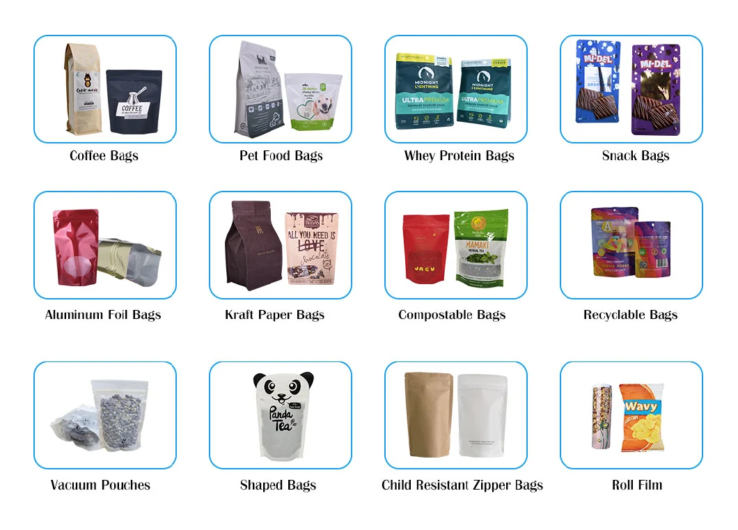 Custom Mylar Plastic Packing Recyclable Aluminum Foil Zipper Pouch Food Packaging Bags for Coffee Tea Nuts Cookies