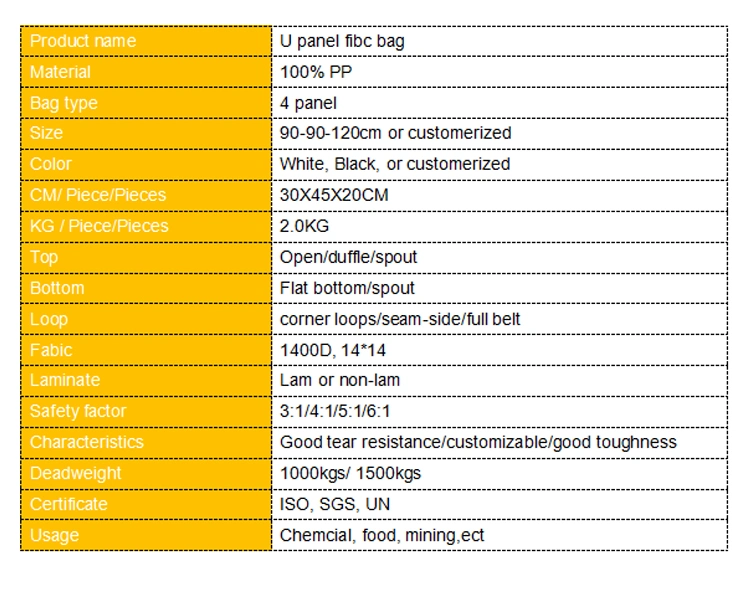 China Manufacturers 1 Ton FIBC Big Bag for Chemical Packing