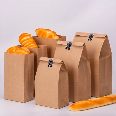 27X15X9 32X18X11cm Braune Kraftpapiertüten Keksbrot Backpaket Geschenktüten Verpackung Lebensmittel zum Mitnehmen Umweltfreundliche Tasche Großhandel